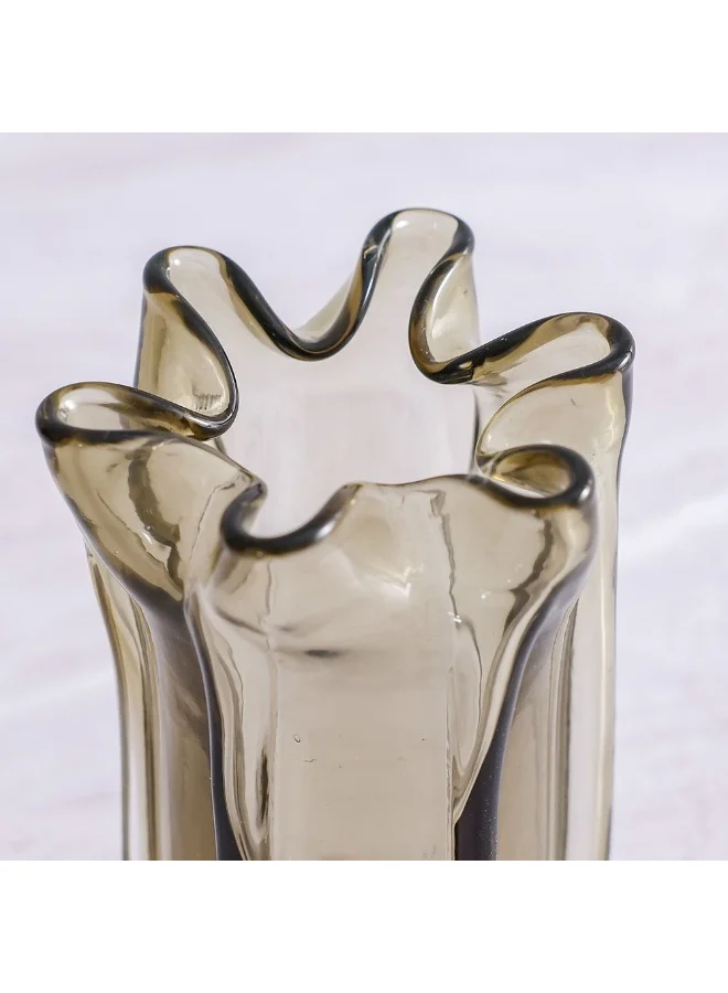DANUBE HOME Mirabella Glass Vase Brown 12x20cm Small Flower Vase Home Decor