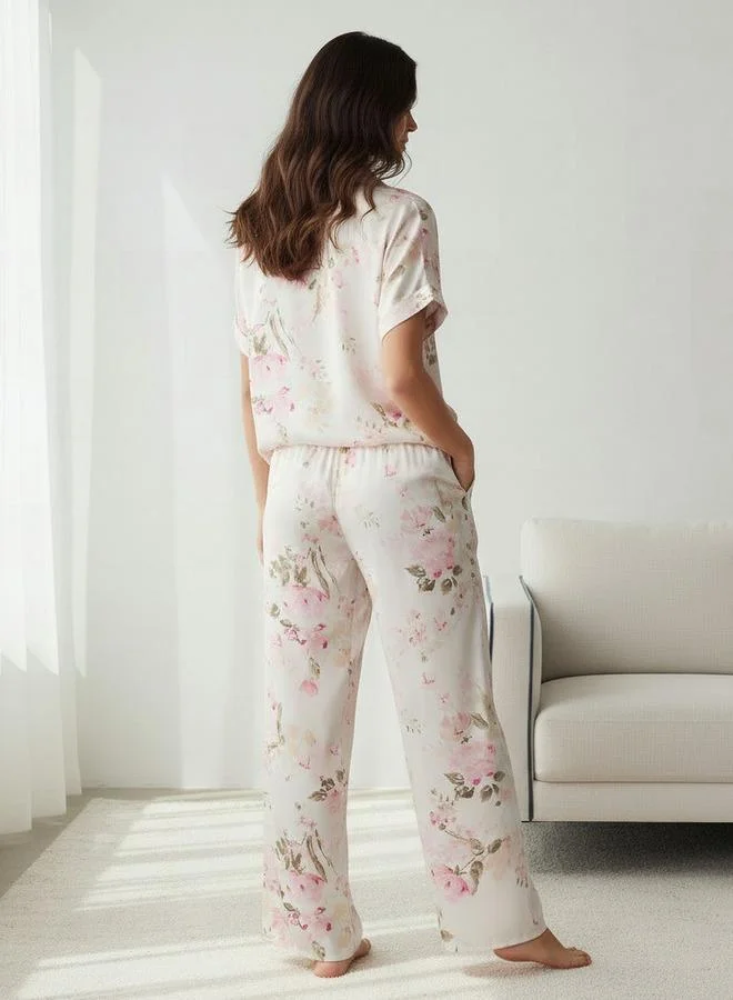 Aadaraya  Pyjama Set Top & Wide Leg Bottom for Women | Best Price UAE