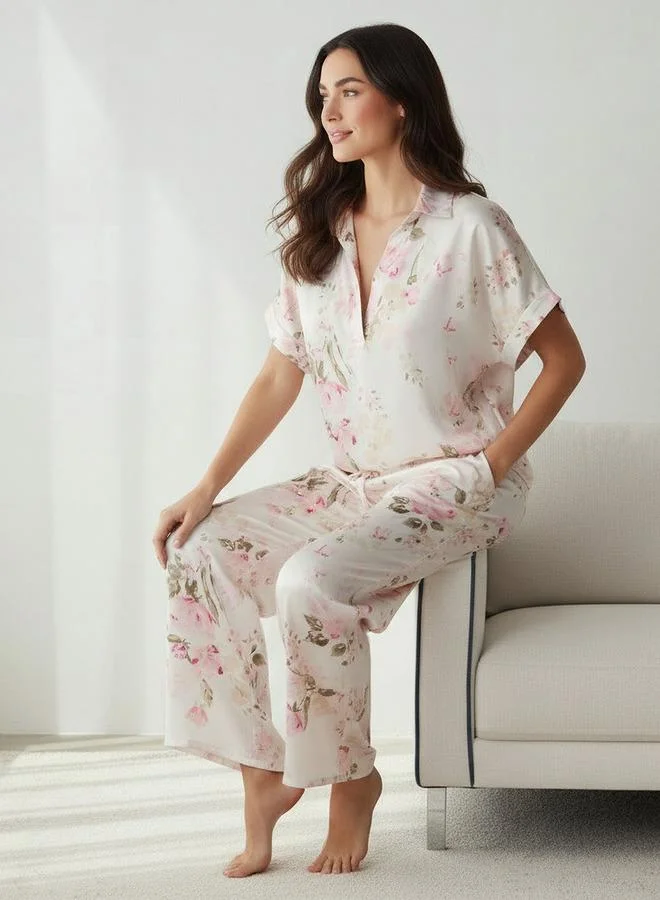 أدريا طقم بيجامة بلوزة وسروال واسع