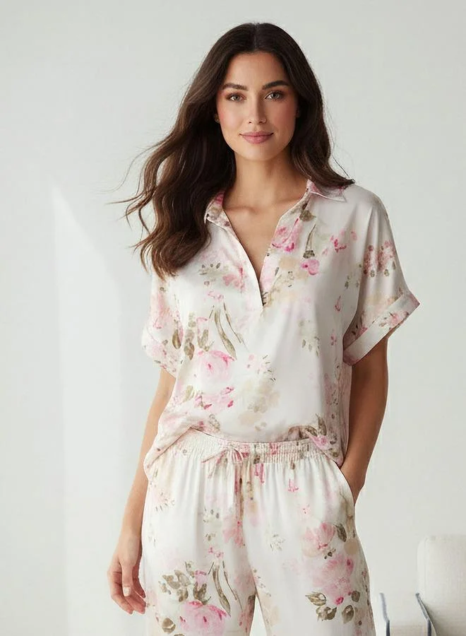 Aadaraya  Pyjama Set Top & Wide Leg Bottom for Women | Best Price UAE