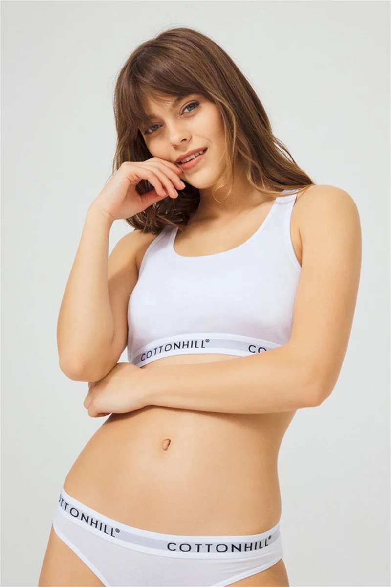 كوتن هيل White Basic Covered Cotton Non-Wireless Women's Sports Bra Set