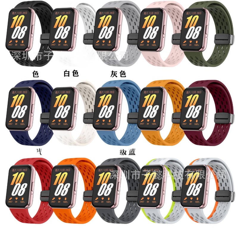Adjustable Silicone Sport Smartwatch Band Compatible with Samsung Galaxy Watch with Fit Soft Strap and Quick Daily Replacement in Red - Image 2