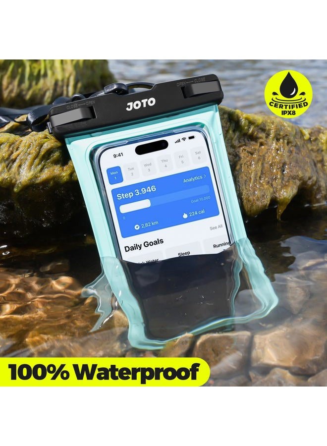 JOTO Waterproof Phone Pouch IPX8 Universal Waterproof Case Dry Bag Phone Protector for iPhone 17 16 15 14 13 12 11 Pro Max Air Plus XS XR X 8 Galaxy S23 S22 S21 S20 Pixel Up to 7" -2 Pack, Black/Green - Image 2