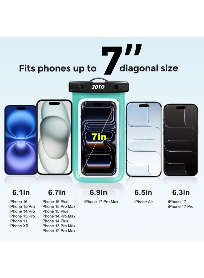 JOTO Waterproof Phone Pouch IPX8 Universal Waterproof Case Dry Bag Phone Protector for iPhone 17 16 15 14 13 12 11 Pro Max Air Plus XS XR X 8 Galaxy S23 S22 S21 S20 Pixel Up to 7" -2 Pack, Black/Green - Image 4