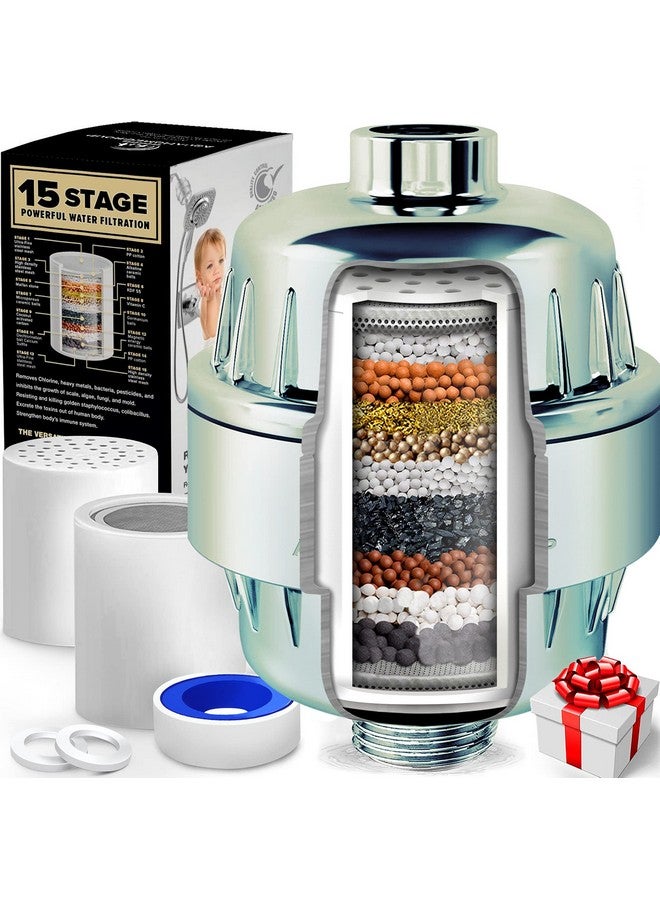 AquaHomeGroup 15 Stage Shower Filter with Vitamin C for Hard Water - High Output Shower Water Filter to Remove Chlorine and Fluoride - 2 Cartridges Included (Emerald) (Emerald) - Image 1