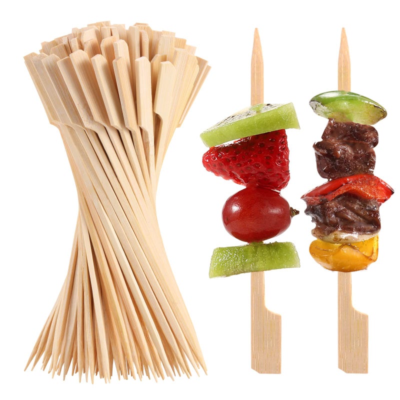 200 PCS Bamboo Skewers for Appetizers 47 Inch Toothpicks Cocktail Picks for Drinks Fruit Kababs Sausage Barbecue Snacks Natural Wooden Paddle Skewer Mini Food Sticks Charcuterie Accessories