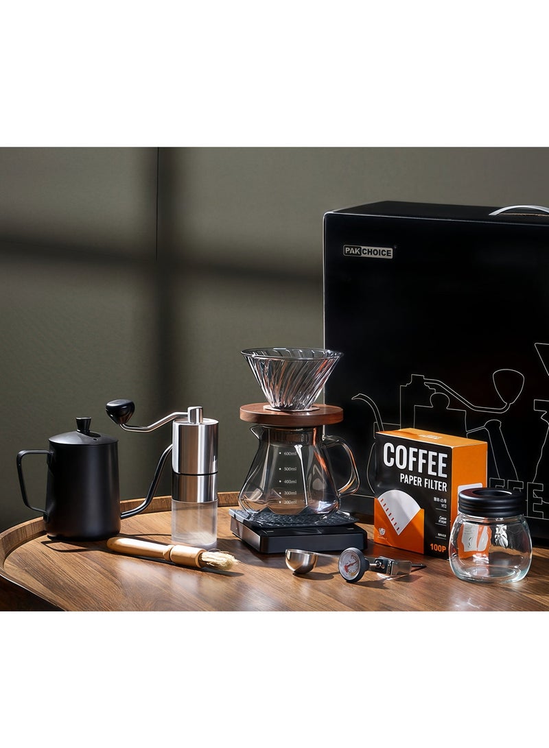 10-piece hand brewed coffee set, with exquisite gift box, hand brewed coffee pot, filter cup, sharing pot, grinder set coffee utensils, best gift choice - Image 2