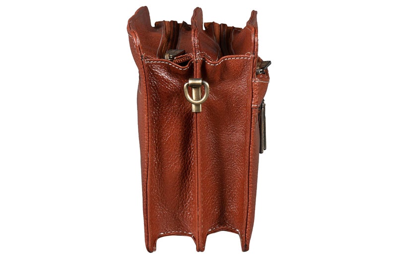 BRAND LEATHER Solid 9 Cms Cosmetic Pouch (M_BL1176_TAN) - Image 4