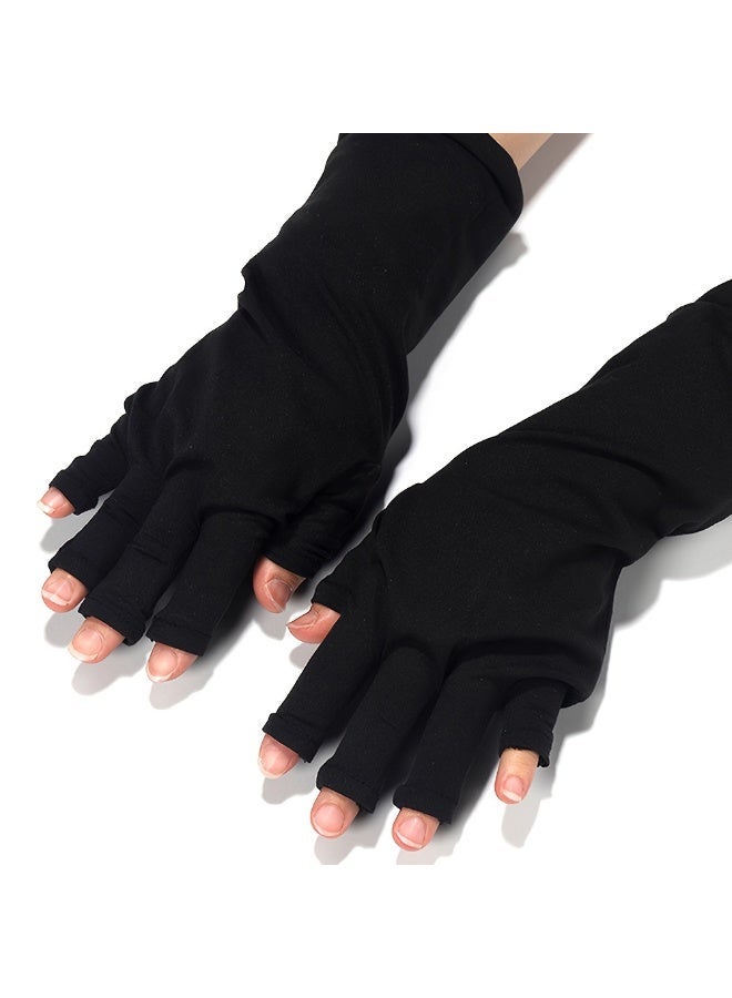 Rozino Fingerless UV Protection Gloves for Gel  Manicures & Nail Art, Black - Image 1