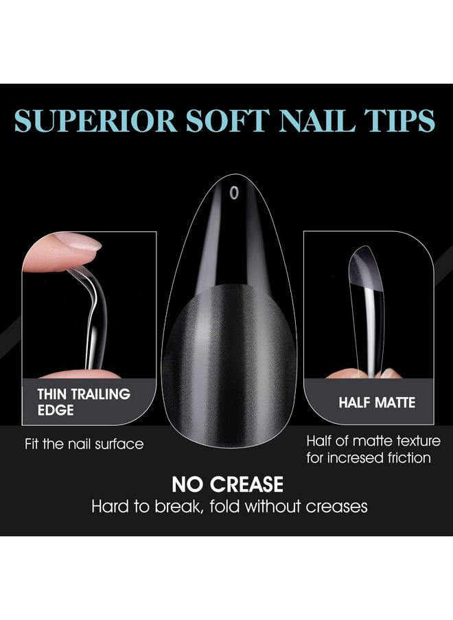 gelike ec 552Pcs Soft Gel Nail Tips Kit - 12 Sizes Clear Cover Full Nail Extensions - Medium Almond Pre-Shaped Acrylic False Gelly Nail Tips For Diy Salon Gift Nail Extensions  - Image 2