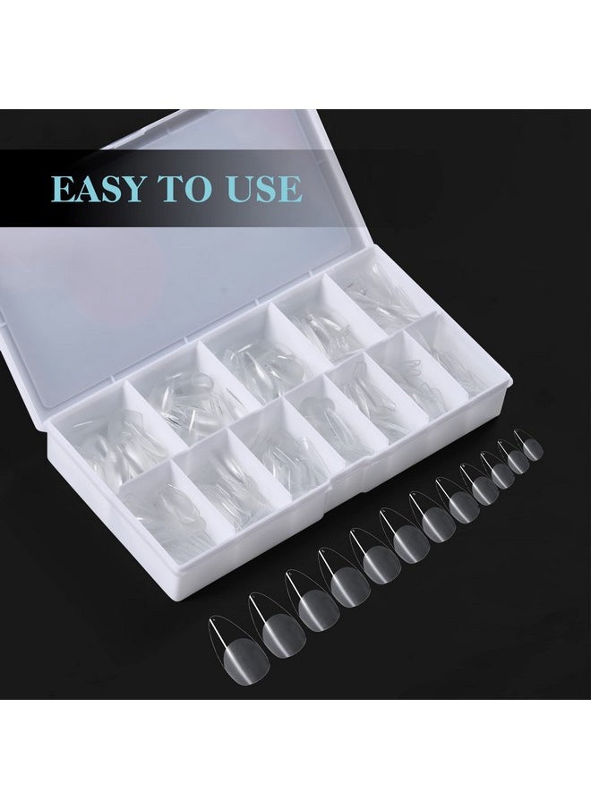 gelike ec 552Pcs Soft Gel Nail Tips Kit - 12 Sizes Clear Cover Full Nail Extensions - Medium Almond Pre-Shaped Acrylic False Gelly Nail Tips For Diy Salon Gift Nail Extensions  - Image 1
