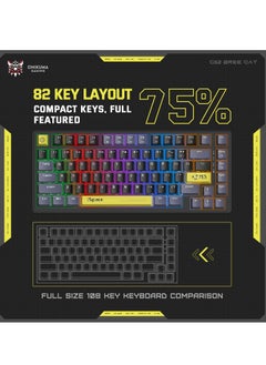 أونيكوما لوحة مفاتيح الألعاب الميكانيكية بمفتاح Tawny Switch 82 مفتاحًا، 75% صغيرة بسلك مضادة للماء مع إضاءة خلفية هادئة باللون الأسود RGB، مناسبة للاعبي الكمبيوتر/PS4/Xbox.  - Image 4