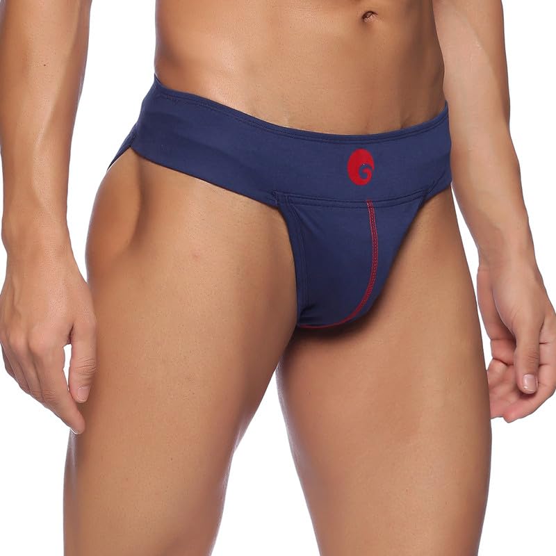 omtex Athletic Neo Cotton Stretchable Supporter Back Covered with Cup Pocket, Ideal for Workout and Sports Quick Dry Moisture Wicking Underwear Navy Blue - Medium (Pack of 2) - Image 4