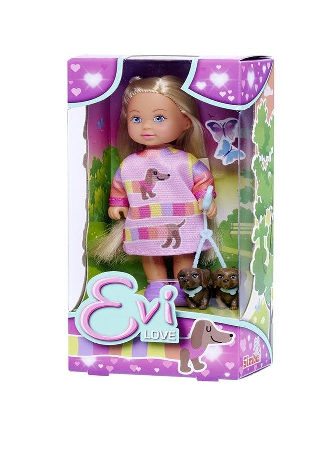 Simba 105733688 Evi Love Dogs, Doll with Two Cute Dachshunds on a Leash, 12 cm Toy Doll, from 3 Years - Image 3