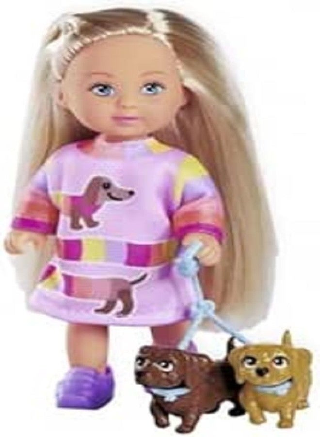 Simba 105733688 Evi Love Dogs, Doll with Two Cute Dachshunds on a Leash, 12 cm Toy Doll, from 3 Years - Image 1
