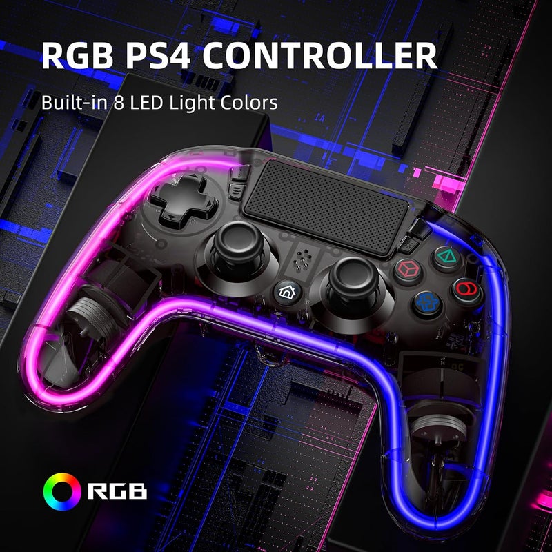 HONGHAO Custom Controllers For PS4 with Hall Trigger and 8 Color Changing LED Lights, Wireless PS4 Remote Dual 4 Shock Aimbot Joystick Controller for Playstation 4 (Brown) - Image 4