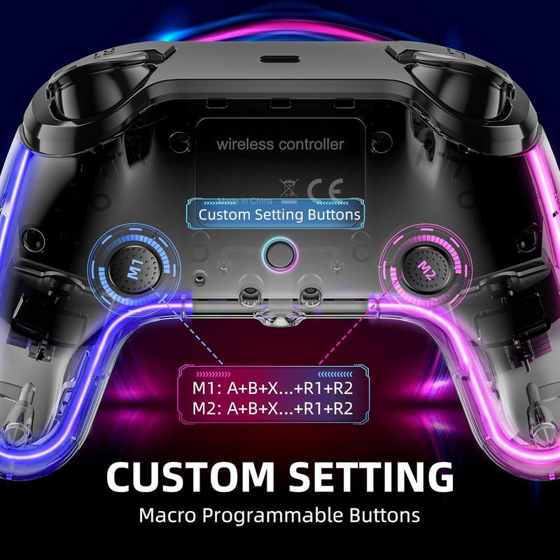 HONGHAO Custom Controllers For PS4 with Hall Trigger and 8 Color Changing LED Lights, Wireless PS4 Remote Dual 4 Shock Aimbot Joystick Controller for Playstation 4 (Brown) - Image 3