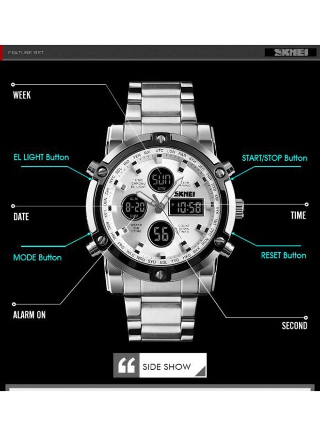 Men's Waterproof Digital Wrist Watch - 1389 - 48 mm -Silver - Image 3