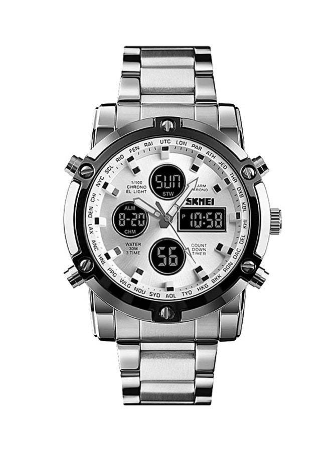 Men's Waterproof Digital Wrist Watch - 1389 - 48 mm -Silver - Image 1
