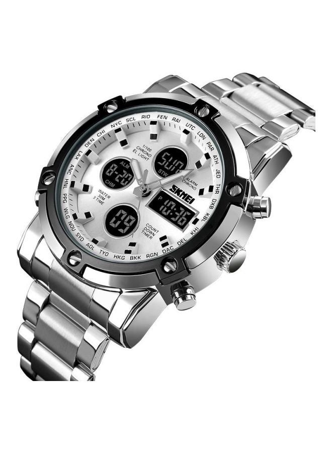 Men's Waterproof Digital Wrist Watch - 1389 - 48 mm -Silver - Image 2