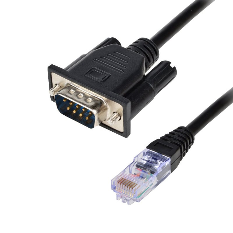 LFHUKEJI RJ45 إلى RS232، DB9 9-دبوس منفذ تسلسلي ذكر إلى RJ45 أنثى كات 5 إيثرنت LAN وحدة تحكم 3.3 قدم - Image 1