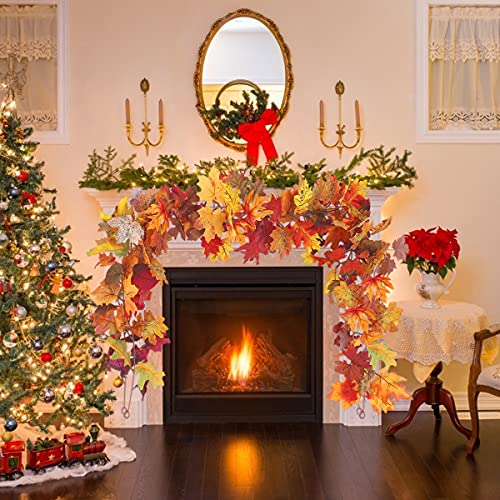 Geboor 2 Pack Fall Maple Leaf Garland Hanging Fall Leaves Vine Artificial Autumn Garland Thanksgiving Decor for Home Wedding Party Christmas - Image 3
