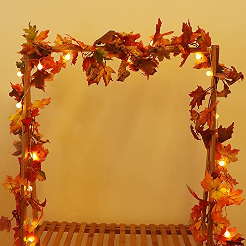 Geboor 2 Pack Fall Maple Leaf Garland Hanging Fall Leaves Vine Artificial Autumn Garland Thanksgiving Decor for Home Wedding Party Christmas - Image 4
