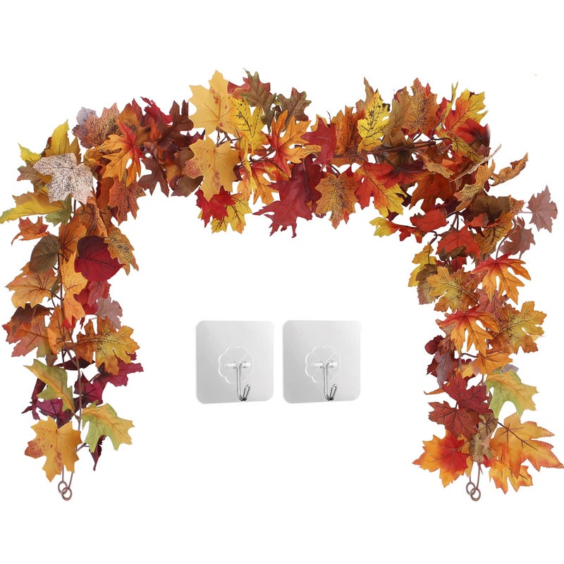 Geboor 2 Pack Fall Maple Leaf Garland Hanging Fall Leaves Vine Artificial Autumn Garland Thanksgiving Decor for Home Wedding Party Christmas - Image 2