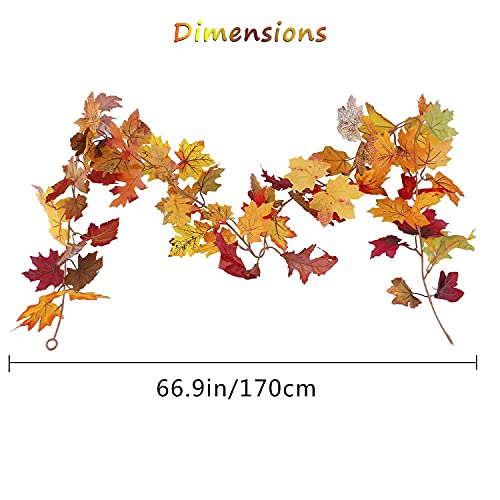Geboor 2 Pack Fall Maple Leaf Garland Hanging Fall Leaves Vine Artificial Autumn Garland Thanksgiving Decor for Home Wedding Party Christmas - Image 5