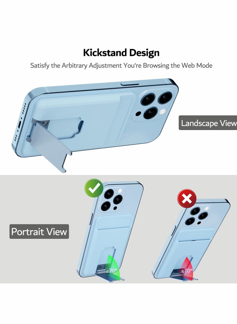SYOSI - Magnetic Card Holder Wallet with for MagSafe Kickstand, Silicone Pockets Card Holder with Metal Stand for iPhone 14, 13, 12, Pro, Mini, Max, Plus (Blue) - Image 1