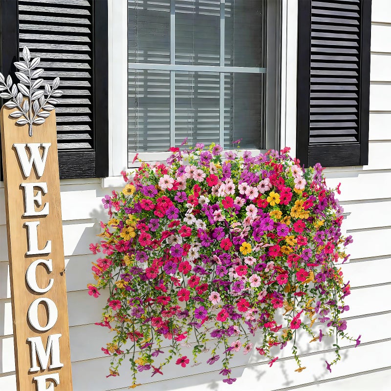 ADXORA 8PCS Artificial Hanging Fake Flowers for Outdoor Decoration Faux Silk Flowers Plants for Outdoor Outside Planter UV Resistant Daisy with Eucalyptus Leaves, Porch Front Door Patio Balcony Yard DÃ©cor - Image 5