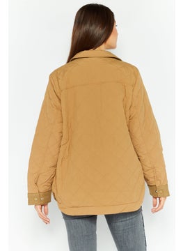 LACOSTE Women Quilted Puffer Jacket, Tan  - Image 4