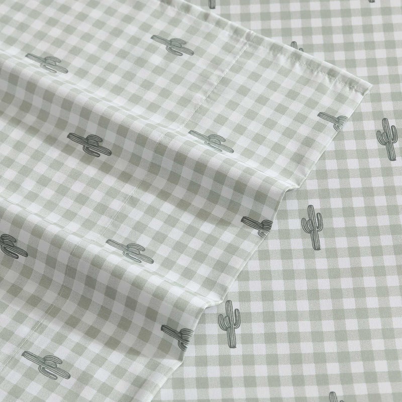 Wrangler - Twin Sheet Set  Super Soft & Cozy Bedding with Matching Sham(s)  Casual Luxurious Bedding Set  Yellowstone Inspired  Oeko-Tex Certified (Cactus Gingham Green  Twin) - Image 3