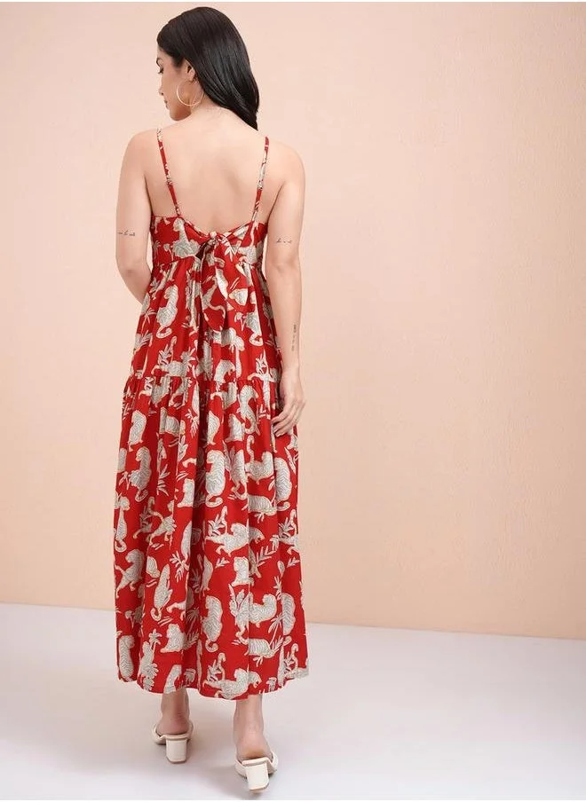 Tokyo Talkies Printed Tiered Dress