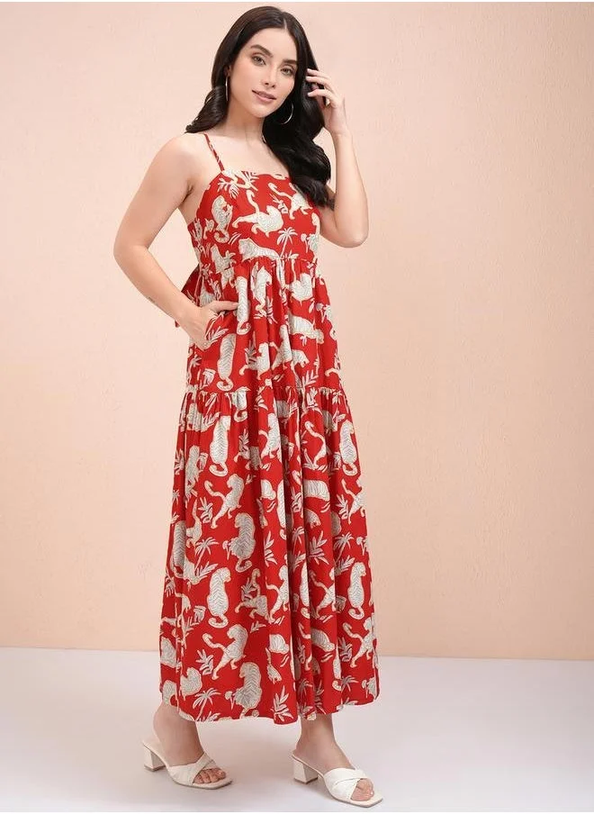 Tokyo Talkies Printed Tiered Dress