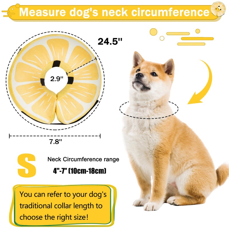 Cneo Inflatable Dog Cone Collar for Large Medium Small Dogs, Soft Adjustable Recovery Cone for Dogs Cats,Dog Neck Donut Alternative After Surgery(Lemon,Small - Image 5