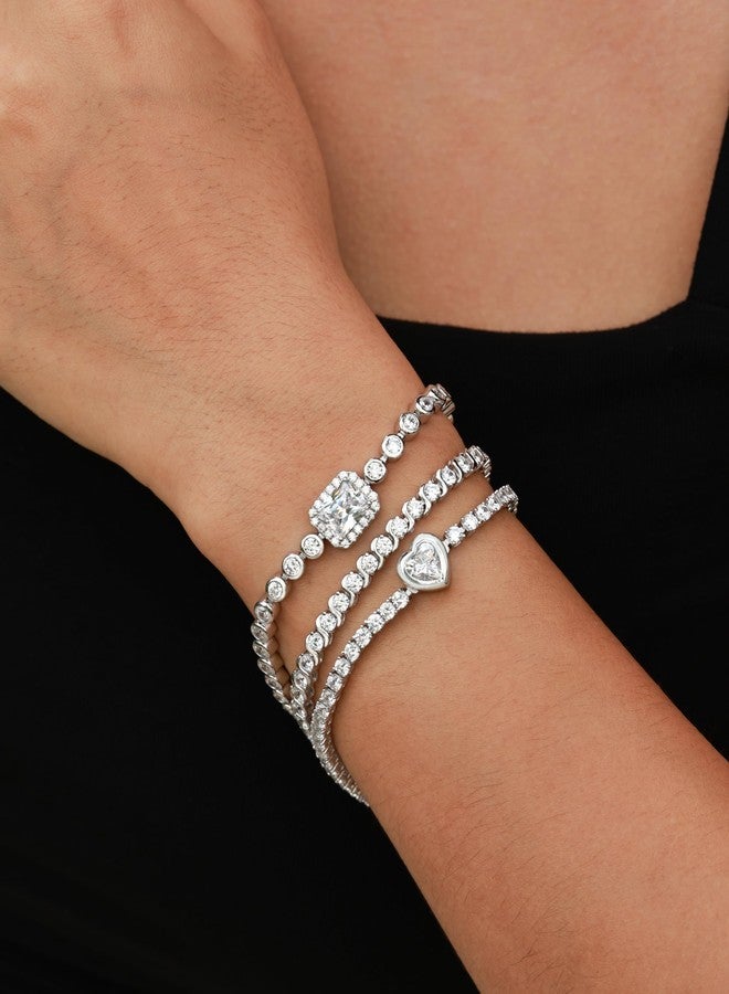 FANCIME 7mm Heart July Birthstone Ruby Tennis Bracelet for Women Fine Jewelry Wedding Bridal Prom Birthday Gift for Women Her, Length 7 Inch - Image 4