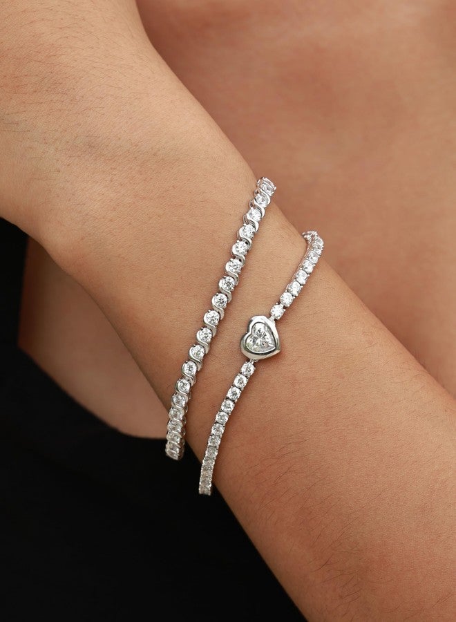 FANCIME 7mm Heart July Birthstone Ruby Tennis Bracelet for Women Fine Jewelry Wedding Bridal Prom Birthday Gift for Women Her, Length 7 Inch - Image 3