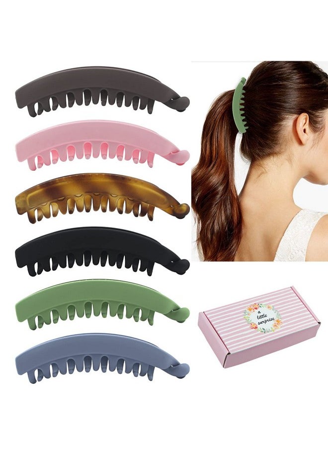 BIRDWARE Big Size Multi Color Imported Rubber Acrylic Material Stone Banana Hair Clips For Women (Multi Colour) | Hair Clutchers (6 Pc Teeth Multi Banana)  - Image 1