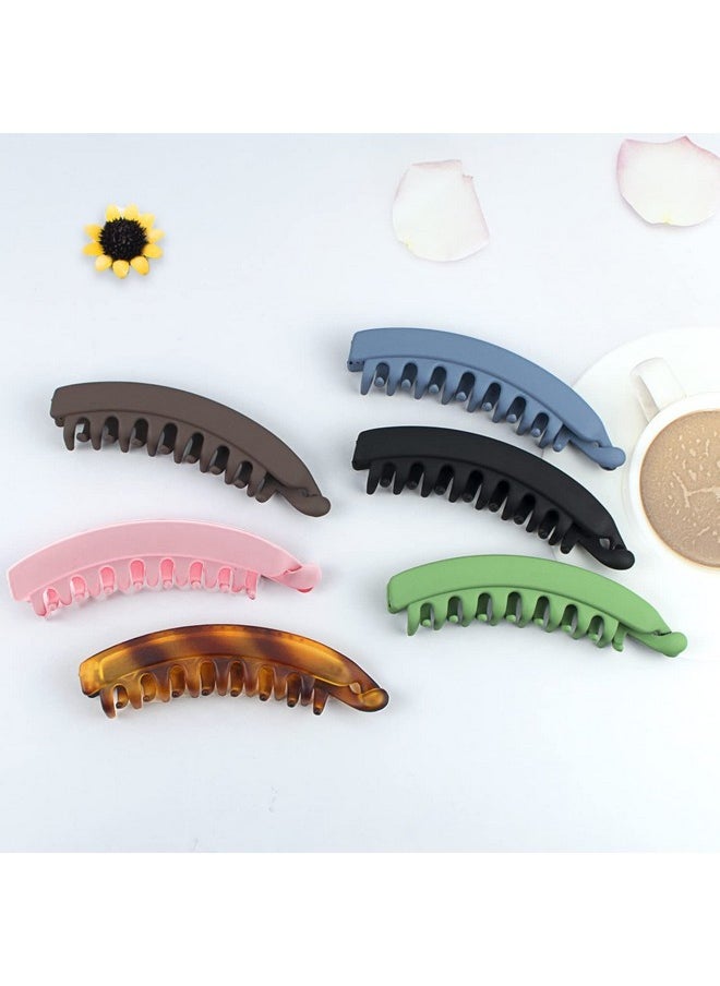 BIRDWARE Big Size Multi Color Imported Rubber Acrylic Material Stone Banana Hair Clips For Women (Multi Colour) | Hair Clutchers (6 Pc Teeth Multi Banana)  - Image 2