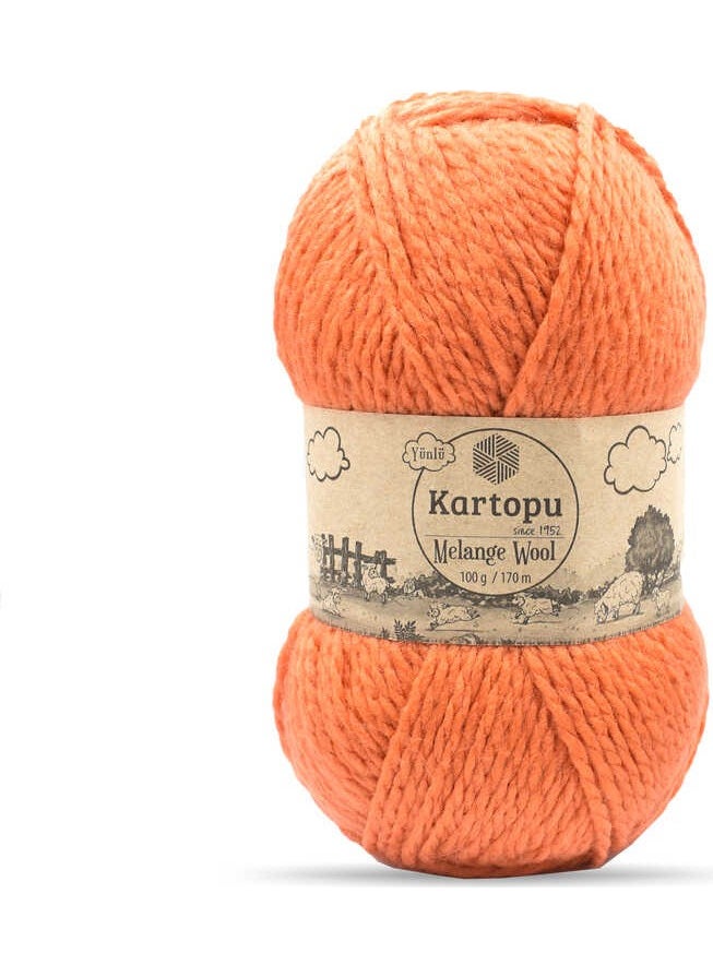 Kartopu Melange Wool K1210 5 Pieces Woolen Hand Knitting Yarn Orange 