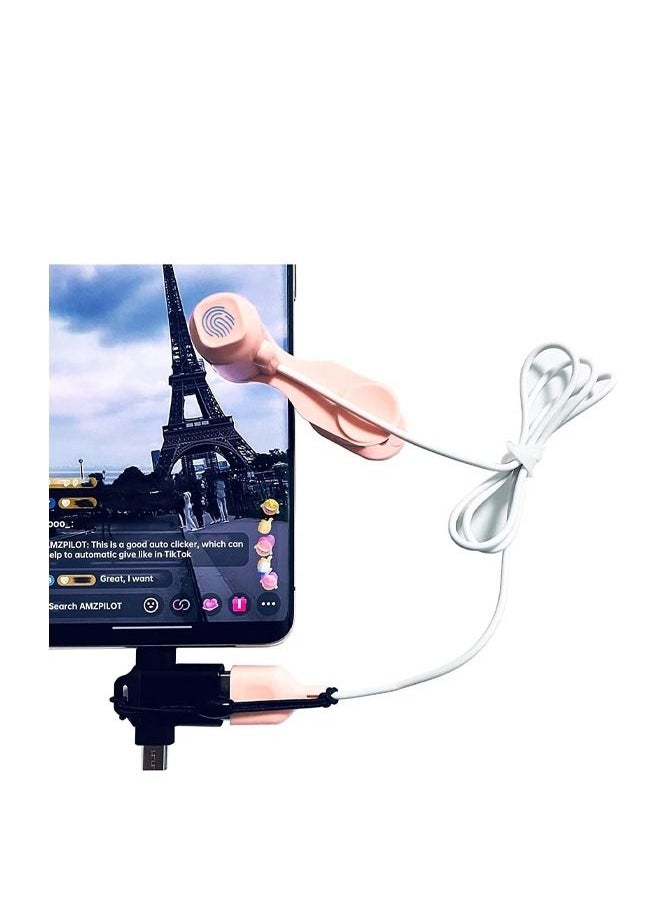 Generic - Auto-clicker Device for Mobile Phone and Tablet Computer Screen,Screen Simulated Finger Clicking USB Simulator Gaming Shopping Giving a Like in Tiktok Lightning Deal Live Broadcasts (Pink） - Image 1