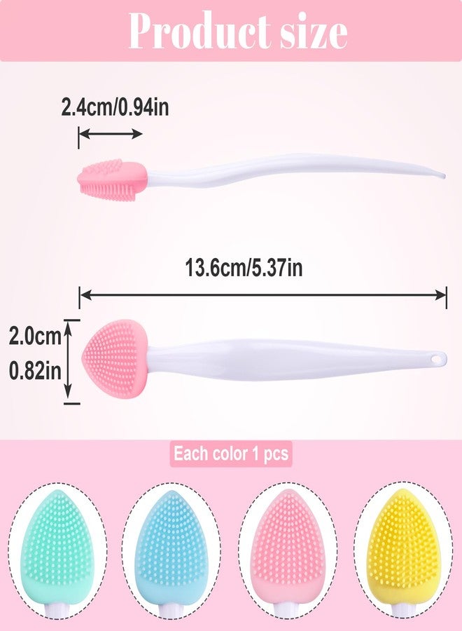 Winsyison 4pcs Silicone Lip Scrub Brush, Double-Sided Lip Exfoliator Brush for Dark Lips, Heart Shape Lip Scrubber Tool for Removing Dead Skin- Pink & Blue & Yellow & Green - Image 2
