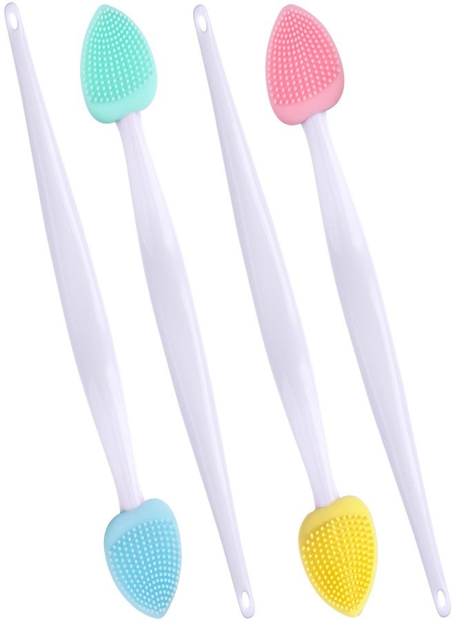 Winsyison 4pcs Silicone Lip Scrub Brush, Double-Sided Lip Exfoliator Brush for Dark Lips, Heart Shape Lip Scrubber Tool for Removing Dead Skin- Pink & Blue & Yellow & Green - Image 1