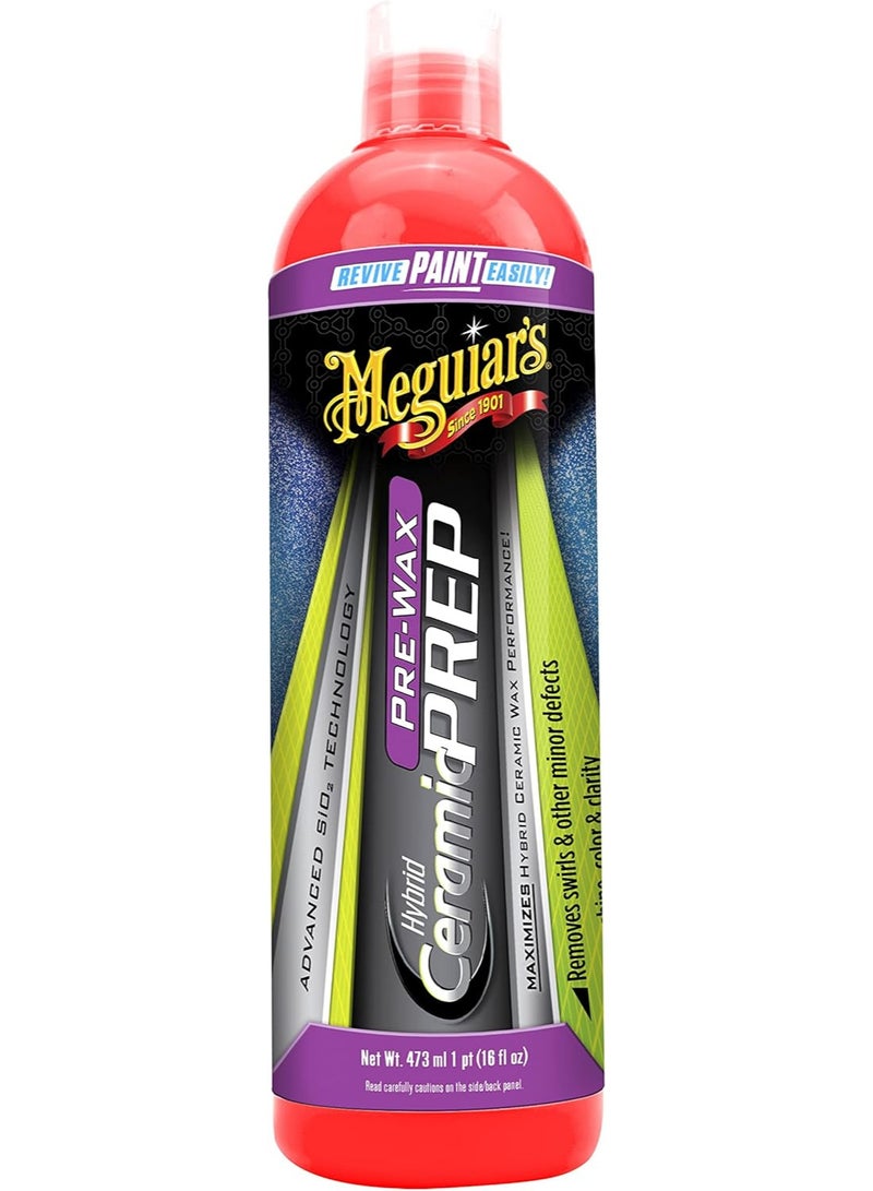 ميجوايرز G220416 هايبرد سيراميك بريـب – منظف سطح الطلاء ومُعزز اللمعان – يزيل العيوب الخفيفة لتحسين التصاق السيراميك – 473 مل - Image 1