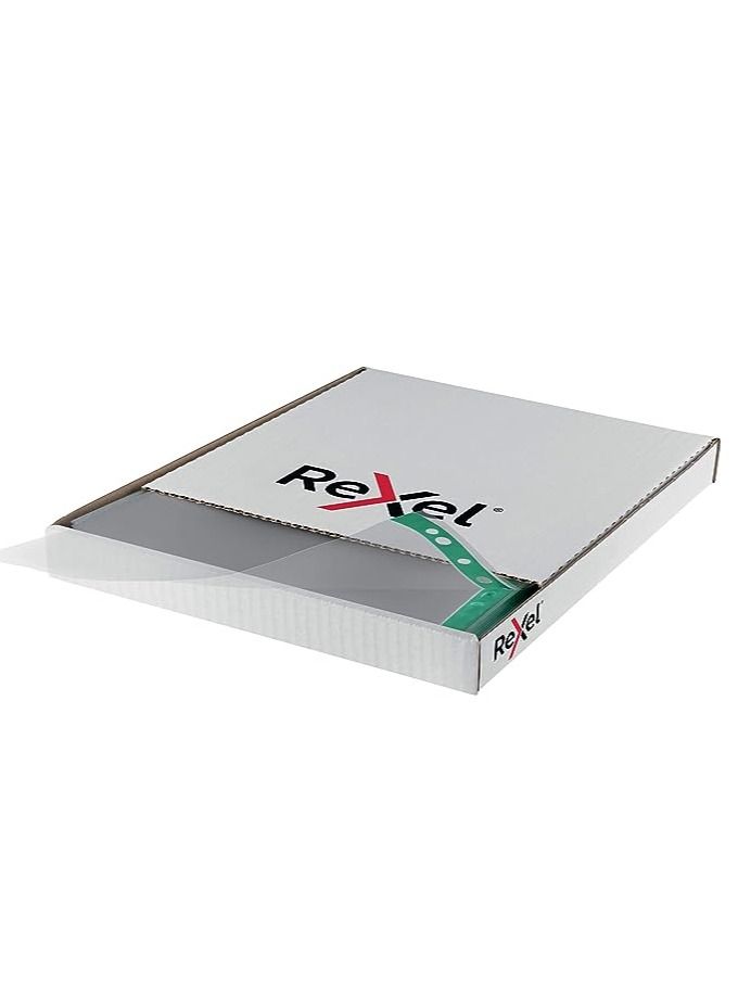 Rexel 25 Piece A4 Punched Pockets With Glass Clear Green Spine - Image 2