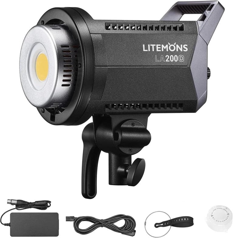 Godox Litemons LA200D LED Video Light, 5600K, Bowens Mount, CRI 96+ TLCI 97+, 8 FX Effect, 0-100% Dimming, APP Control, for Film Shooting, Wedding, Live Broadcast, Portrait - Image 1