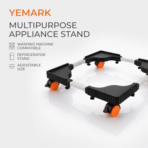 Yemark Adjustable Washing Machine Stand (40–64 cm) with Lockable Wheels | Heavy Duty Anti-Vibration Fridge Stand Trolley | Movable Base for Refrigerator, Dishwasher & Cooler - Image 2