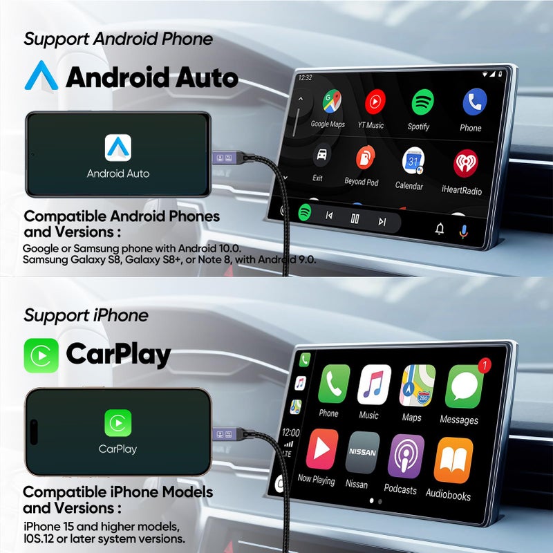 DteeDck Android Auto USB Cable 3FT, Car CarPlay Cord, USB Type C 3.2 Gen2 10Gbps Data Transfer, A-C 15W Fast Charging Replacement for iPhone 17/16/15 Google Pixel 9/8/7 Galaxy Series and More - Image 2