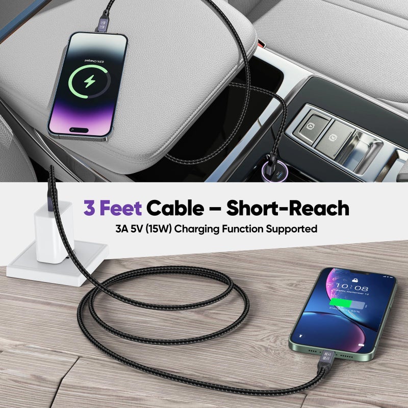 DteeDck Android Auto USB Cable 3FT, Car CarPlay Cord, USB Type C 3.2 Gen2 10Gbps Data Transfer, A-C 15W Fast Charging Replacement for iPhone 17/16/15 Google Pixel 9/8/7 Galaxy Series and More - Image 5